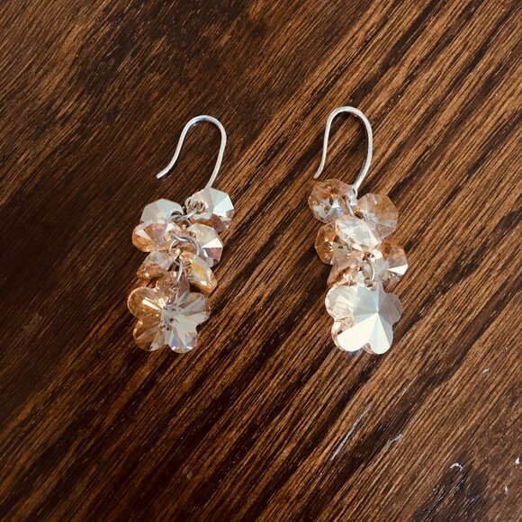 Jewelry - Long Champagne Crystal Cluster Earrings